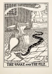 La serpiente y la lima, de Cien fábulas de Esopo, pub.1903 (grabado)