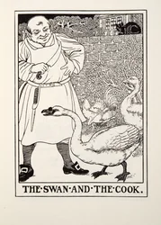 El cisne y el cocinero, de Fábulas de Fontaine, pub. 1905