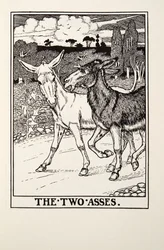 Los dos burros, de Fábulas de Fontaine, pub. 1905