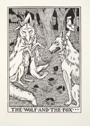 El lobo y el zorro, de las Fábulas de Fontaine, pub. 1905