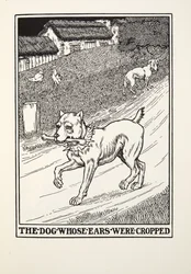 El perro con las orejas cortadas, de las Fábulas de Fontaine, pub. 1905