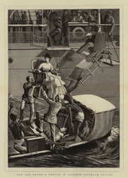 Hacia la costa, un boceto en el puerto de Colombo, Ceilán