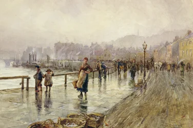 A Wet Day in Whitby (acuarela sobre papel)