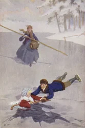 Ilustración para Mujercitas de Louis M Alcott (litografía en color)