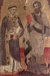 Detalle de San Bartolomé y San Bernardo de Claraval del Retablo del Convento de Santo Domingo de Manresa