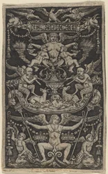 Panel de ornamento con una sátiro alimentando a dos niños