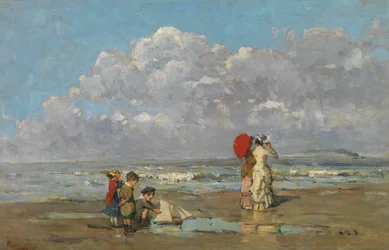 En la playa (óleo sobre lienzo)