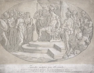 Alejandro y Timoclea, grabado por Nicolas Lesueur (1691-1764)