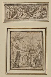 Dios del río rodeado de putti; y Triunfo de Marcus Furius Camillus