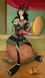 Una Bailarina con Pandereta, escuela Qajar