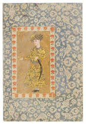 Un joven sosteniendo una copa de vino, Safavid Isfahan