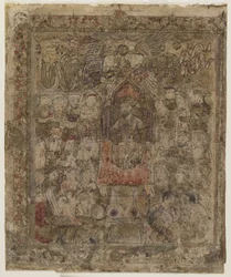 Un gobernante entronizado, de un Shahnama