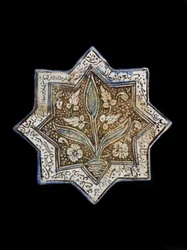 Azulejo de estrella de ocho puntas, Sultanabad, Irán, dinastía Il-Khanid