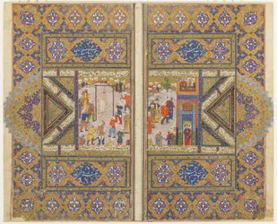 Ejecución de la israelita Barsisa de un Bustán (Huerto), c.1580 (tinta, acuarela opaca y oro sobre papel)