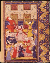 Fol.5r Danza de iniciación, de un libro de poemas de Hafiz Shirazi (c.1325-c.1388)