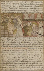Folio del Tarikhnama (Libro de la historia) de Balami: La elección de Othman al califato de Medina, c.1300