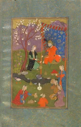 Folio de un Jamshid u Khurshid, Irán, período Safávida, c.1600