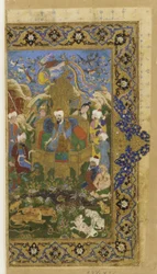 Folio de un texto no identificado; Salomón entronizado