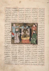 Gordiyeh aconseja a su hermano Bahram Chubineh que no aspire al trono persa, c.1330