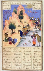 Iskandar Consolando al Moribundo Dara, del Shanaman de Firdawsi, c.1440-45