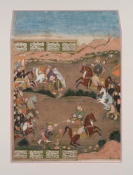 Kay-Khusrau dispara a Qara Khan, del Shahnama