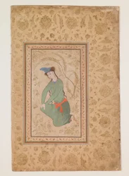 Joven arrodillado, principios del siglo XVII (acuarela sobre papel)