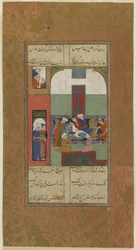 Mihr y Mushtari se sacan sangre de los brazos, c.1560-70