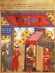 Ms. Supp. Pers. 1113 fol.239 Pabellones erigidos por Ghazan Khan en 1302, de un libro de Rashid ad-Din (1247-1318)