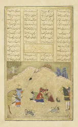 Persa 239 fol.190b B?zhan mata a H?m?n, ilustración del Shahnama (Libro de los Reyes), por Abul-Qasim Mansur Firdawsi (c.934-c.1020), 1444