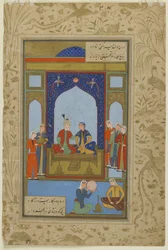 Potifar y Zulaykha entronizados de "Yusuf y Zulaykha", 1575
