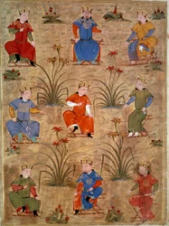 Representación de los sobrinos de Genghis Khan. Miniatura persa tomada de 