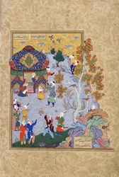 El vuelo de la tortuga, folio del Haft awrang (Siete tronos) de Jami
