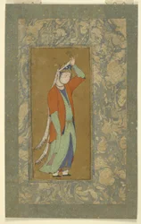 Mujer ajusta su aigrette, c.1590