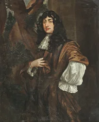 Retrato de un caballero tradicionalmente identificado como John Rowland of Nant, de tres cuartos, con abrigo marrón y corbata blanca de encaje (óleo sobre lienzo)