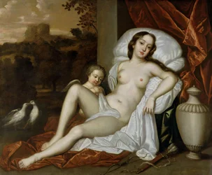 Retrato de Nell Gwynne (1650-87) como Venus, con su hijo, Charles Beauclerk (1670-1726), como Cupido (óleo sobre lienzo)