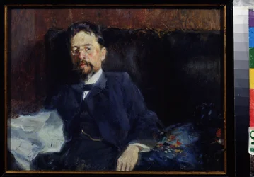 Retrato del autor A. Chéjov (1860-1904). Pintura de Piotr Alexandrovich Nilus (Peter Nilous) (1869-1940/1943), óleo sobre lienzo