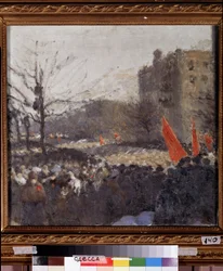 Manifestación revolucionaria en febrero de 1917 (óleo sobre lienzo)