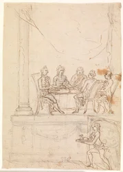 La familia real en un banquete en el castillo de Hirschholm el 29 de septiembre de 1771