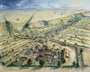 Aldea medieval de Wharram Percy, finales del siglo XII, c1990-2010