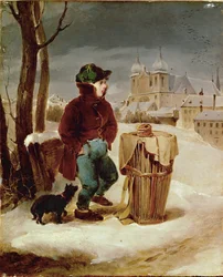 Brezelbub auf dem Glacis - Niño vendiendo pretzels en las afueras de Viena ...
