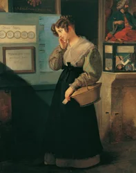Chica frente a la bóveda de lotería