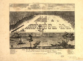 Vista de Savannah tal y como estaba el 29 de marzo de 1734. LOC 97683565