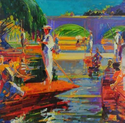 Boaters, Cambridge (óleo sobre lienzo)