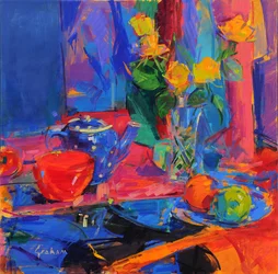 Rapsodia en azul , 2021 (óleo sobre lienzo)