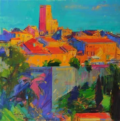 Saint-Paul de Vence, Luz dorada, 2022 (óleo sobre lienzo)