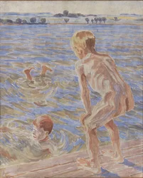 Niños bañándose. Fiordo de Fåborg