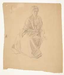 La esposa del artista (Sra. Elise P. H.) sentada. Estudio para la pintura: Inauguración del Museo de Faaborg (1910-11)