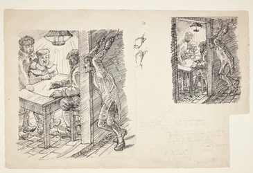 Dos Bocetos para el Sacerdote Hans Madsen, colgado por los pulgares escuchando el consejo del enemigo