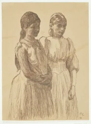 Dos jóvenes chicas. Estudio para la pintura "Baile en una ciudad provincial" (Museo de Arte de Gotemburgo)