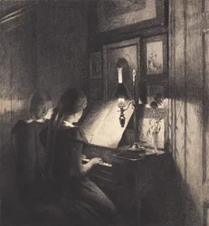 Dos niñas pequeñas en un piano